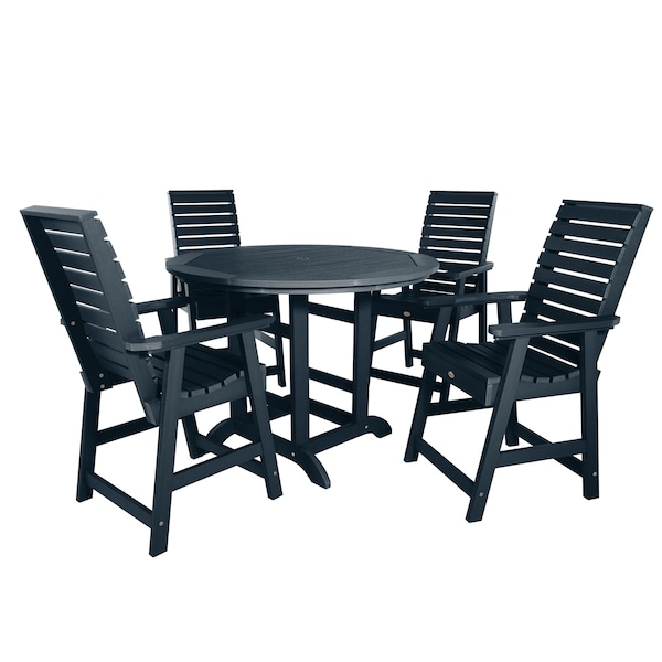 Highwood Usa Weatherly 5pc Round Counter Height Outdoor Patio Furniture Dining Set AD-CNW48-FBE - main